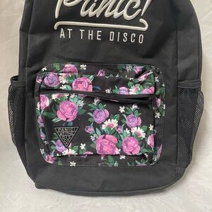 Hot Topic Black and Purple Floral Kids Backpack
